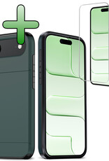 BASEY. BASEY. iPhone Air Hoesje Pashouder Hard Met Screenprotector - Donker Blauw