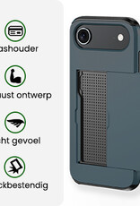 BASEY. BASEY. iPhone Air Hoesje Pashouder Hard Met Screenprotector - Donker Blauw