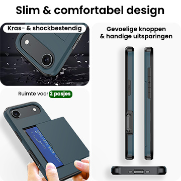 BASEY. BASEY. iPhone Air Hoesje Pashouder Hard Met Screenprotector - Donker Blauw