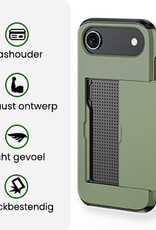 BASEY. BASEY. iPhone Air Hoesje Pashouder Hard Met Screenprotector - Donker Groen