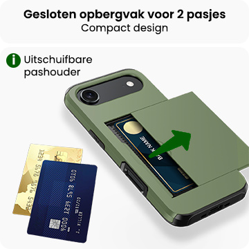 BASEY. BASEY. iPhone Air Hoesje Pashouder Hard Met Screenprotector - Donker Groen