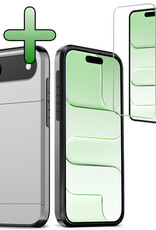 BASEY. BASEY. iPhone Air Hoesje Pashouder Hard Met Screenprotector - Grijs
