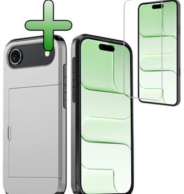 BASEY. BASEY. iPhone Air Hoesje Pashouder Hard Met Screenprotector - Grijs