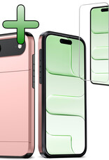 BASEY. BASEY. iPhone Air Hoesje Pashouder Hard Met Screenprotector - Rosé Goud