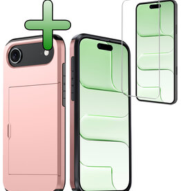 BASEY. BASEY. iPhone Air Hoesje Pashouder Hard Met Screenprotector - Rosé Goud