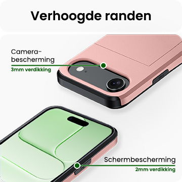BASEY. BASEY. iPhone Air Hoesje Pashouder Hard Met Screenprotector - Rosé Goud