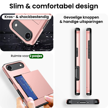 BASEY. BASEY. iPhone Air Hoesje Pashouder Hard Met Screenprotector - Rosé Goud
