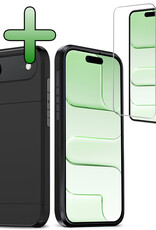 BASEY. BASEY. iPhone Air Hoesje Pashouder Hard Met Screenprotector - Zwart