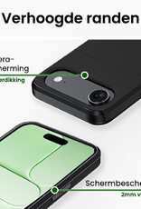 BASEY. BASEY. iPhone Air Hoesje Pashouder Hard Met Screenprotector - Zwart