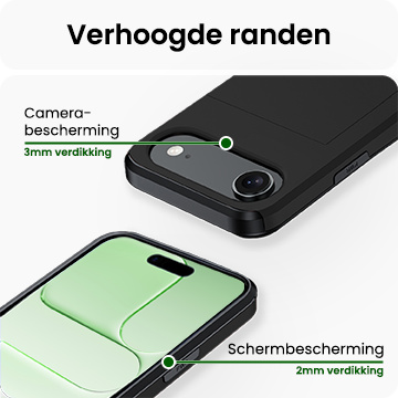 BASEY. BASEY. iPhone Air Hoesje Pashouder Hard Met Screenprotector - Zwart