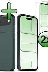 BASEY. BASEY. iPhone Air Hoesje Pashouder Hard Met 2x Screenprotector - Donker Blauw