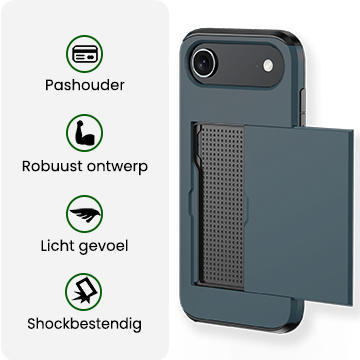 BASEY. BASEY. iPhone Air Hoesje Pashouder Hard Met 2x Screenprotector - Donker Blauw