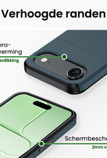 BASEY. BASEY. iPhone Air Hoesje Pashouder Hard Met 2x Screenprotector - Donker Blauw