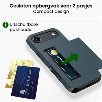 BASEY. BASEY. iPhone Air Hoesje Pashouder Hard Met 2x Screenprotector - Donker Blauw