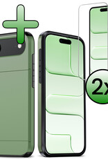 BASEY. BASEY. iPhone Air Hoesje Pashouder Hard Met 2x Screenprotector - Donker Groen