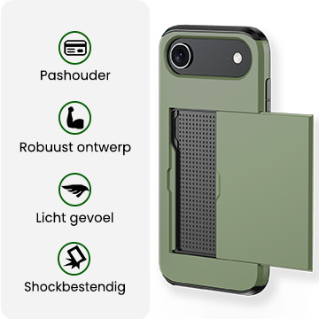BASEY. BASEY. iPhone Air Hoesje Pashouder Hard Met 2x Screenprotector - Donker Groen