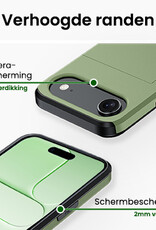 BASEY. BASEY. iPhone Air Hoesje Pashouder Hard Met 2x Screenprotector - Donker Groen