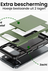 BASEY. BASEY. iPhone Air Hoesje Pashouder Hard Met 2x Screenprotector - Donker Groen