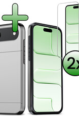 BASEY. BASEY. iPhone Air Hoesje Pashouder Hard Met 2x Screenprotector - Grijs