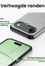 BASEY. BASEY. iPhone Air Hoesje Pashouder Hard Met 2x Screenprotector - Grijs