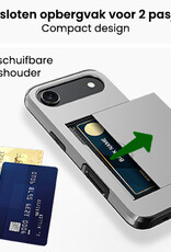 BASEY. BASEY. iPhone Air Hoesje Pashouder Hard Met 2x Screenprotector - Grijs