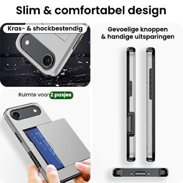 BASEY. BASEY. iPhone Air Hoesje Pashouder Hard Met 2x Screenprotector - Grijs