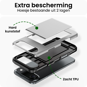 BASEY. BASEY. iPhone Air Hoesje Pashouder Hard Met 2x Screenprotector - Grijs