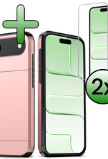 BASEY. BASEY. iPhone Air Hoesje Pashouder Hard Met 2x Screenprotector - Rosé Goud