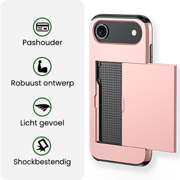 BASEY. BASEY. iPhone Air Hoesje Pashouder Hard Met 2x Screenprotector - Rosé Goud