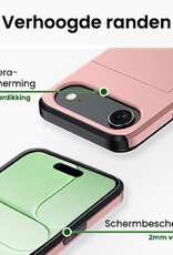 BASEY. BASEY. iPhone Air Hoesje Pashouder Hard Met 2x Screenprotector - Rosé Goud