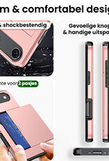 BASEY. BASEY. iPhone Air Hoesje Pashouder Hard Met 2x Screenprotector - Rosé Goud
