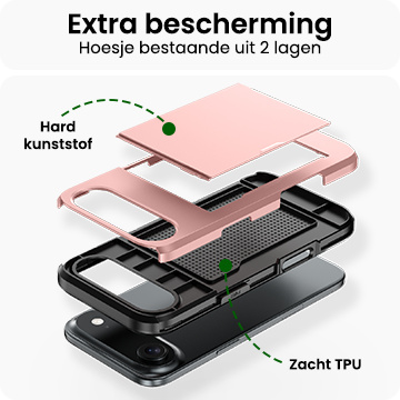 BASEY. BASEY. iPhone Air Hoesje Pashouder Hard Met 2x Screenprotector - Rosé Goud