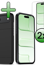 BASEY. BASEY. iPhone Air Hoesje Pashouder Hard Met 2x Screenprotector - Zwart
