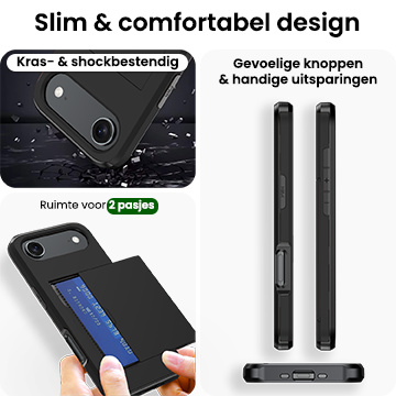 BASEY. BASEY. iPhone Air Hoesje Pashouder Hard Met 2x Screenprotector - Zwart