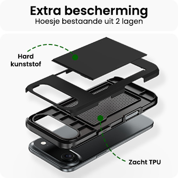 BASEY. BASEY. iPhone Air Hoesje Pashouder Hard Met 2x Screenprotector - Zwart