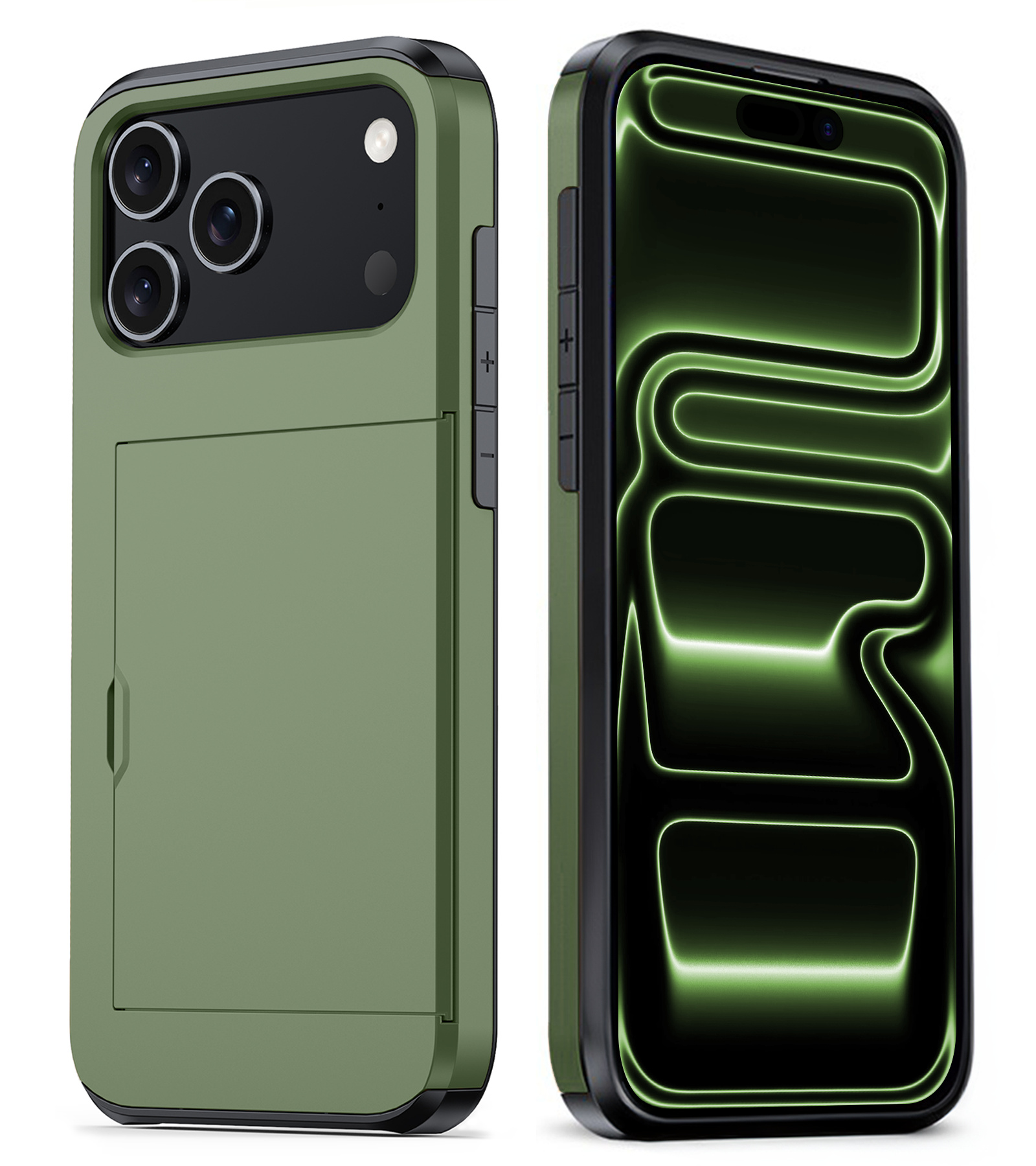 BASEY. BASEY. iPhone 17 Pro Hoesje Pashouder Hard - Donker Groen