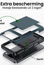 BASEY. BASEY. iPhone 17 Pro Hoesje Pashouder Hard Met Screenprotector - Donker Blauw