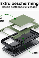 BASEY. BASEY. iPhone 17 Pro Hoesje Pashouder Hard Met Screenprotector - Donker Groen