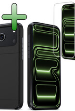 BASEY. BASEY. iPhone 17 Pro Hoesje Pashouder Hard Met Screenprotector - Zwart