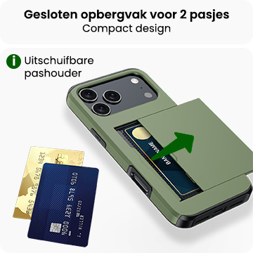 BASEY. BASEY. iPhone 17 Pro Hoesje Pashouder Hard Met 2x Screenprotector - Donker Groen