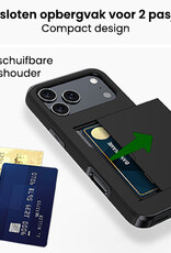 BASEY. BASEY. iPhone 17 Pro Hoesje Pashouder Hard Met 2x Screenprotector - Zwart