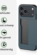 BASEY. BASEY. iPhone 17 Pro Max Hoesje Pashouder Hard Met Screenprotector - Donker Blauw