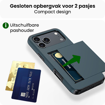 BASEY. BASEY. iPhone 17 Pro Max Hoesje Pashouder Hard Met Screenprotector - Donker Blauw