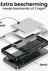 BASEY. BASEY. iPhone 17 Pro Max Hoesje Pashouder Hard Met Screenprotector - Grijs