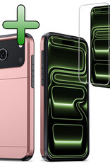 BASEY. BASEY. iPhone 17 Pro Max Hoesje Pashouder Hard Met Screenprotector - Rosé Goud