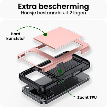 BASEY. BASEY. iPhone 17 Pro Max Hoesje Pashouder Hard Met Screenprotector - Rosé Goud