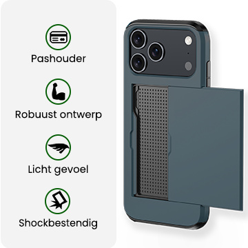 BASEY. BASEY. iPhone 17 Pro Max Hoesje Pashouder Hard Met 2x Screenprotector - Donker Blauw