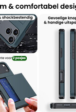 BASEY. BASEY. iPhone 17 Pro Max Hoesje Pashouder Hard Met 2x Screenprotector - Donker Blauw