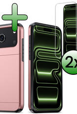 BASEY. BASEY. iPhone 17 Pro Max Hoesje Pashouder Hard Met 2x Screenprotector - Rosé Goud