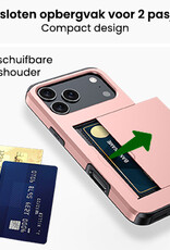 BASEY. BASEY. iPhone 17 Pro Max Hoesje Pashouder Hard Met 2x Screenprotector - Rosé Goud